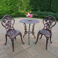 Ensemble de bistrot 3 pièces Camellia en fonte d'aluminium avec table et 2 chaises - S.O.