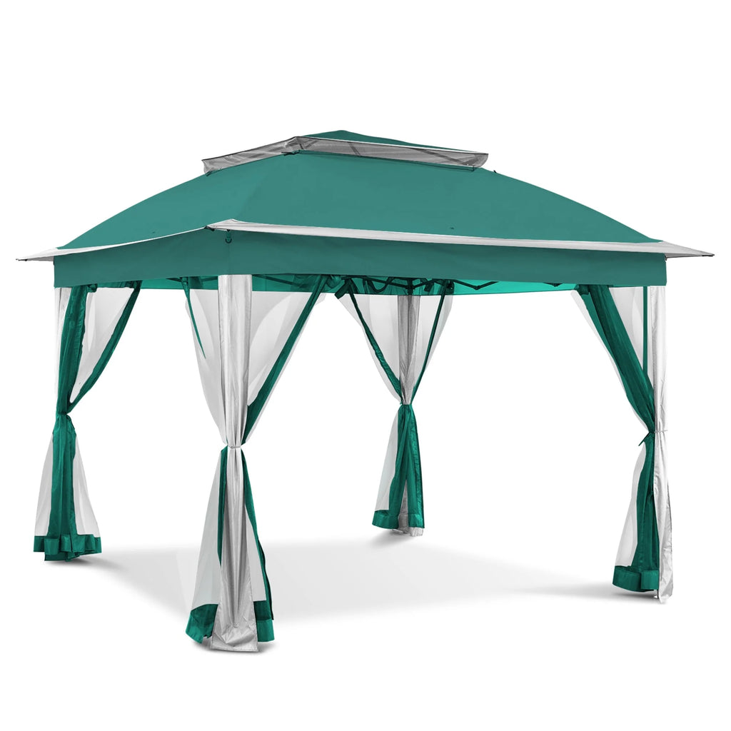 Cozywor Tonnelle escamotable en acier de 3,35 m x 3,35 m avec moustiquaire