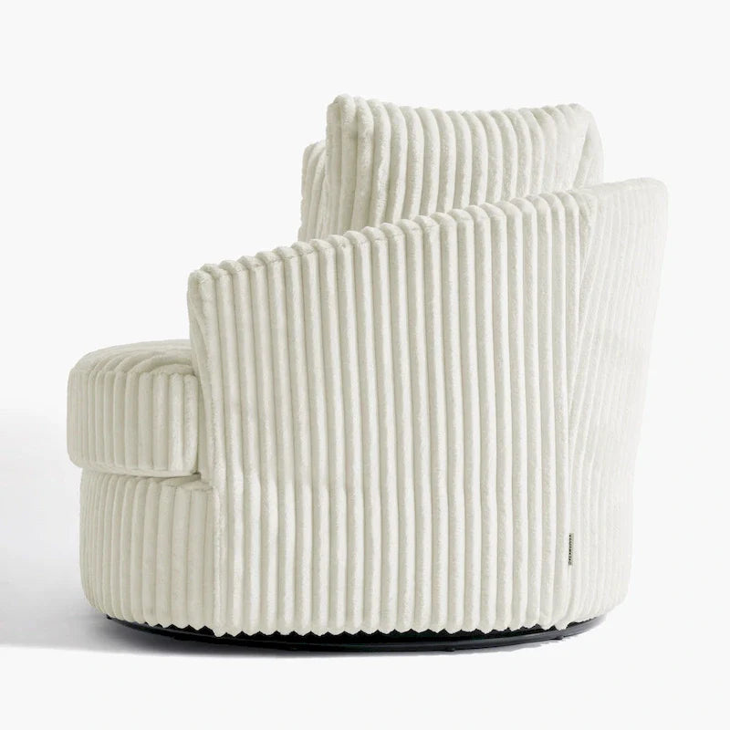 Lot de 2 fauteuils pivotants ronds surdimensionnés en velours côtelé moelleux de 43 po avec oreillers