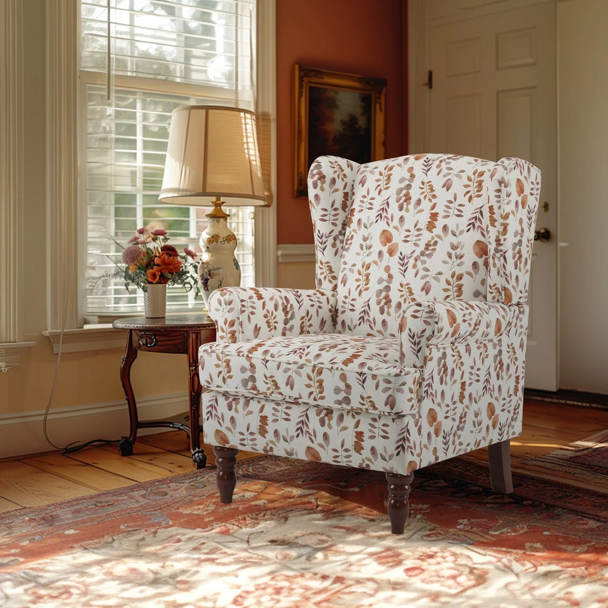 Fauteuil d'appoint moderne Erommy, fauteuil à dossier haut, canapé individuel en tissu capitonné avec pieds en bois pour salon