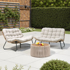 Fauteuil Double Papasan avec Coussin, en Rotin PE Résistant aux Intempéries et Cadre en Métal pour Intérieur et Extérieur