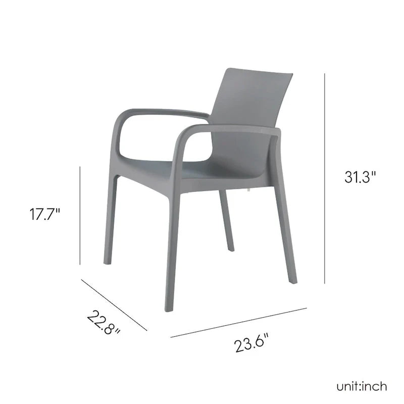 Fauteuil de salle à manger empilable toutes saisons Alissa en résine, lot de 2