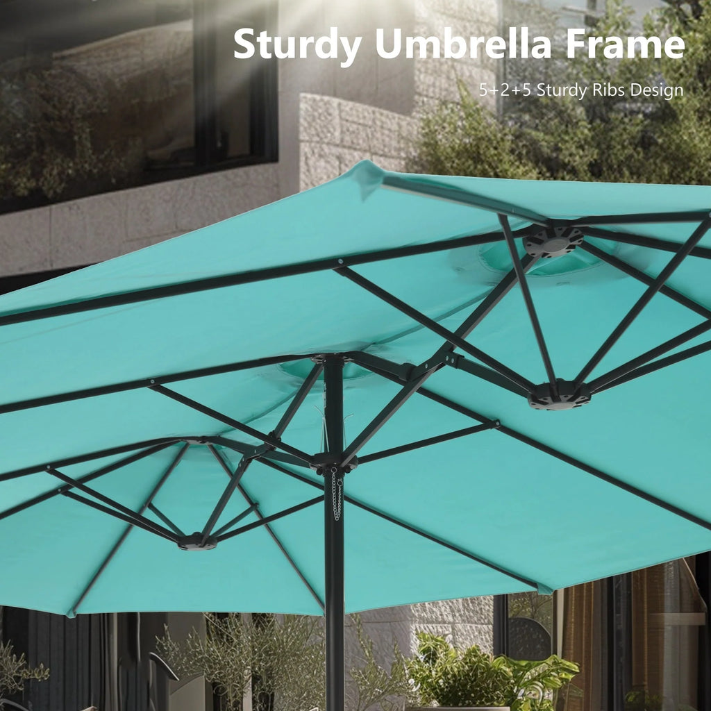 MAISON ARTS Parasol double de 4,5 m pour terrasse, grande taille, avec pied inclus