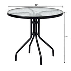 Table ronde de jardin Costway 32 avec plateau en verre trempé