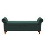 Banc de rangement pour chambre, bout de lit, accoudoirs roulés, canapé ottoman en velours, long banc