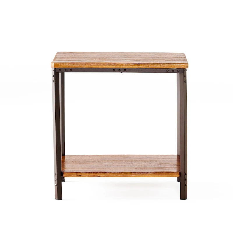 Table d'appoint Ronan Wood Rustic Metal par Christopher Knight Home