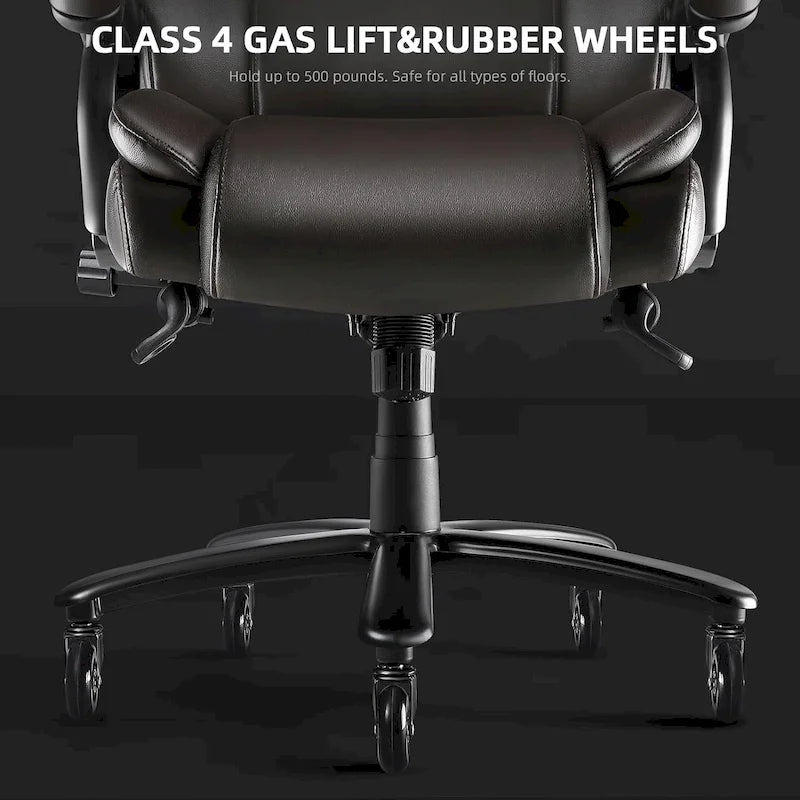 Chaise de bureau Bossin Big and Tall pour cadres, 227 kg, soutien lombaire réglable, chaise ergonomique avec dossier haut en cuir PU