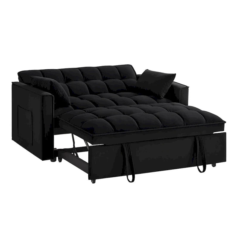 Canapé convertible 4 en 1 avec accoudoirs et poches de rangement, canapé-lit escamotable capitonné multifonction avec dossier réglable