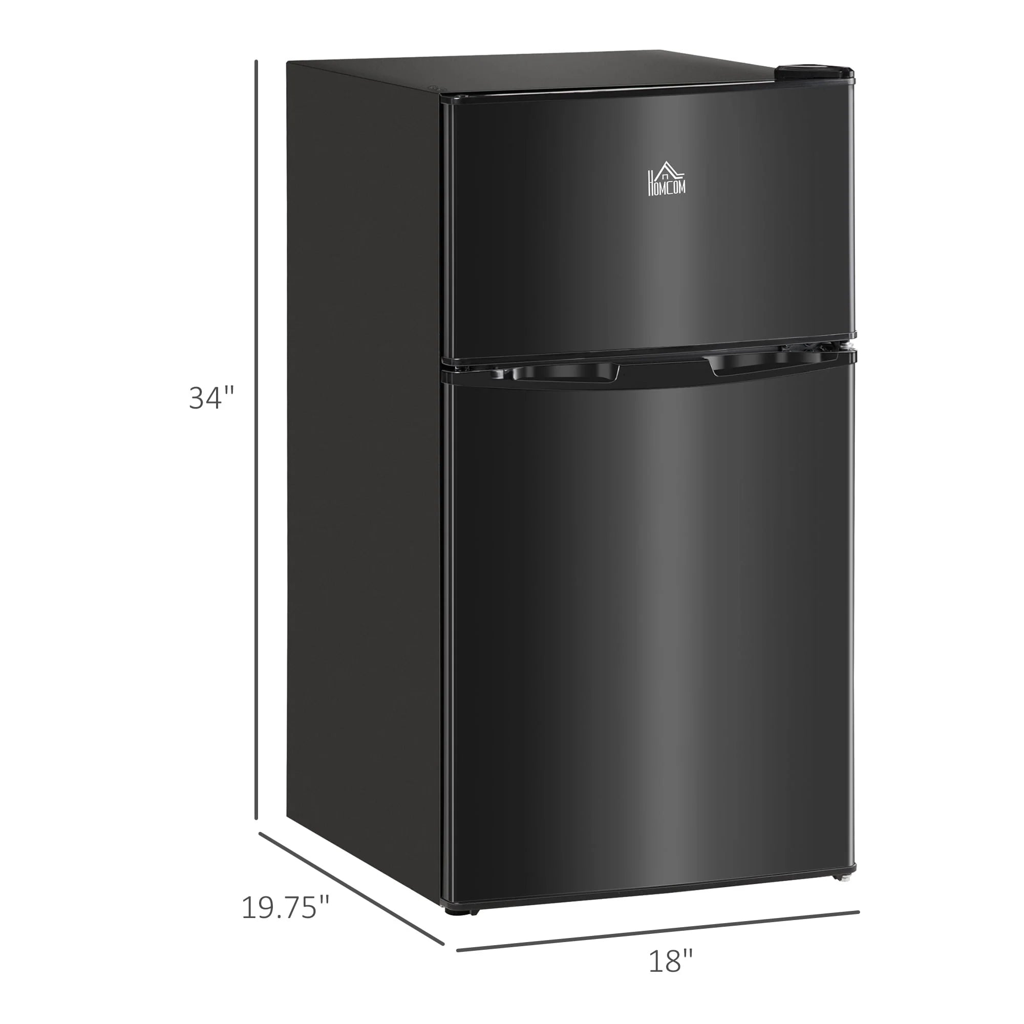HOMCOM Mini Réfrigérateur Double Porte avec Congélateur, Réfrigérateur Compact de 90L avec Étagère Réglable, Thermostat Réglable
