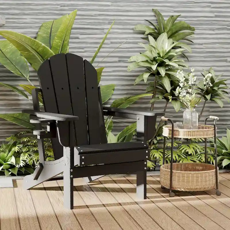 Chaise Adirondack pliable d'extérieur avec porte-gobelet