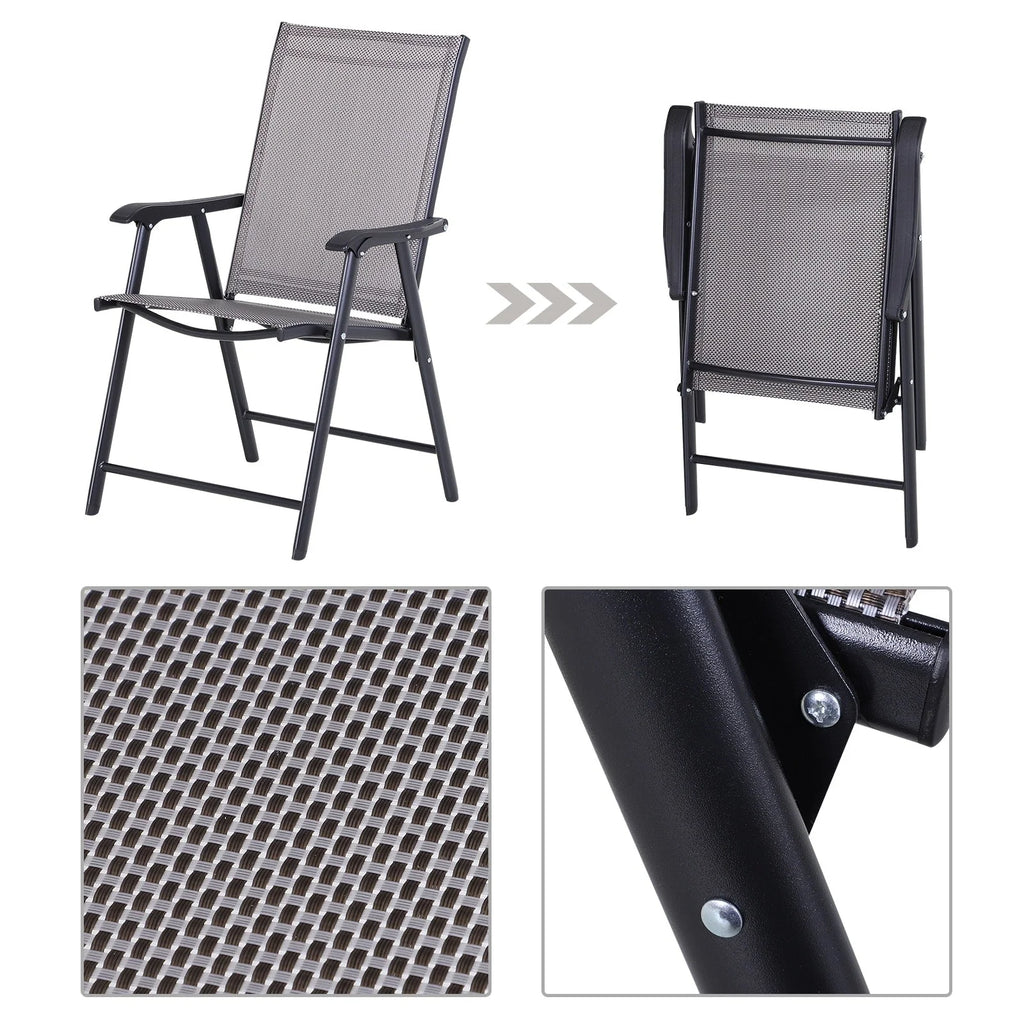 Ensemble de 4 chaises de patio pliantes Outsunny au design simple et chic, confortables pour la terrasse, le jardin, la cour et les voyages