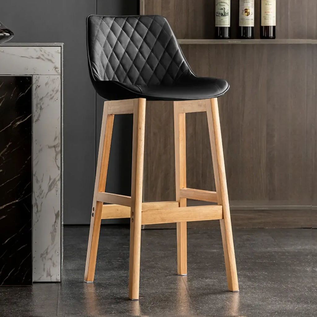 Tabourets de bar en similicuir style Mid-Century Modern avec pieds en bois