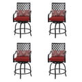 Ensemble de 4 chaises de bar de patio pivotantes en métal avec coussins pour l'extérieur