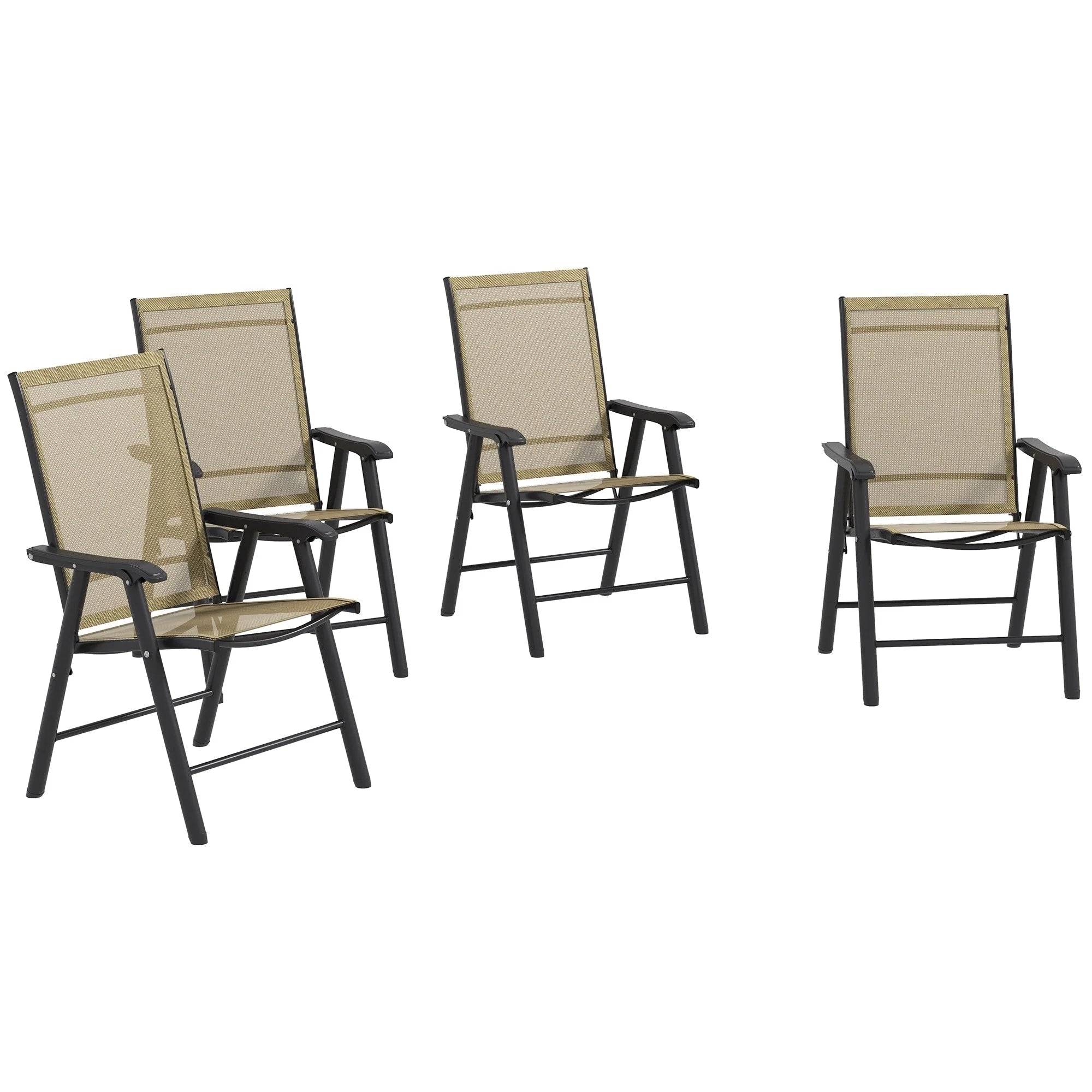 Ensemble de 4 chaises de patio pliantes Outsunny au design simple et chic, confortables pour la terrasse, le jardin, la cour et les voyages