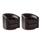 Chaise pivotante moderne Haley en similicuir avec piètement en bois massif, lot de 2 par HULALA HOME