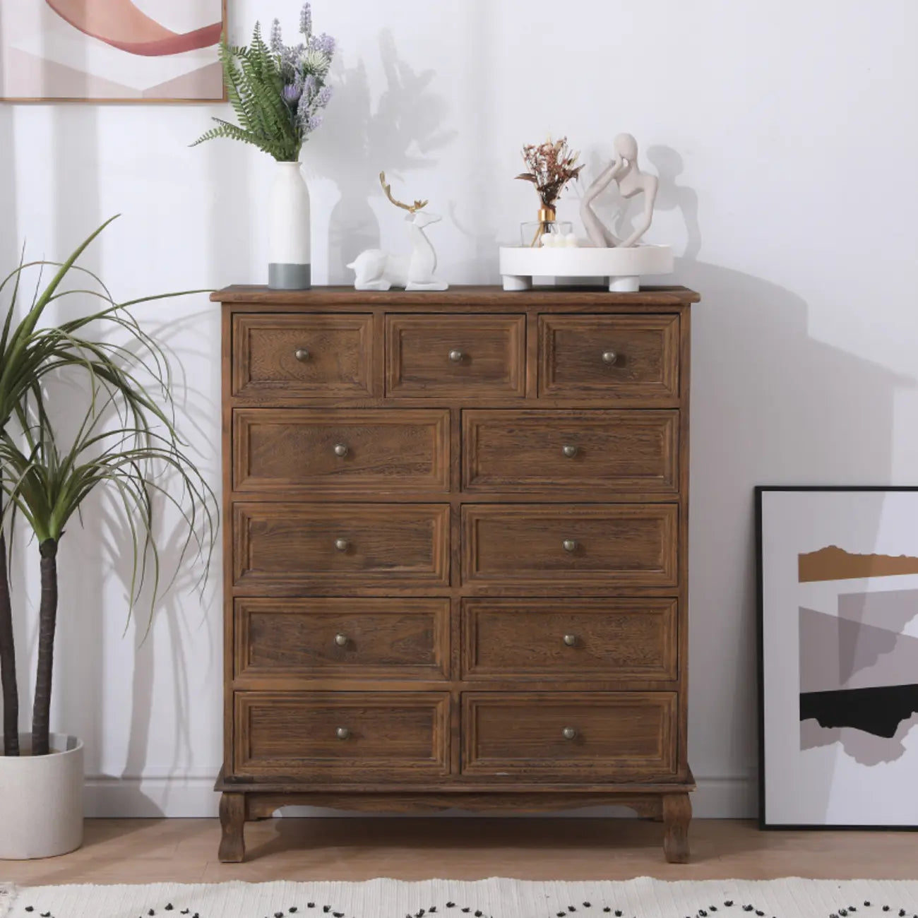 Meuble d'appoint rustique en bois marron pour le rangement du salon