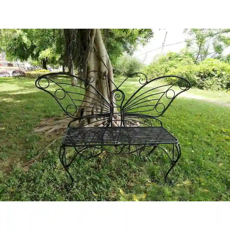 Banc papillon ancien en métal noir