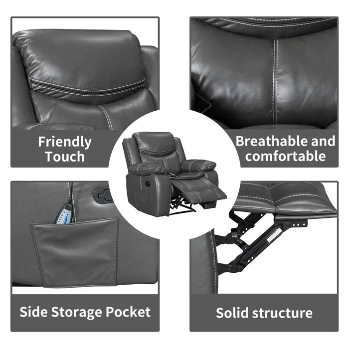 Fauteuil inclinable en cuir, large, durable, avec massage et chauffage