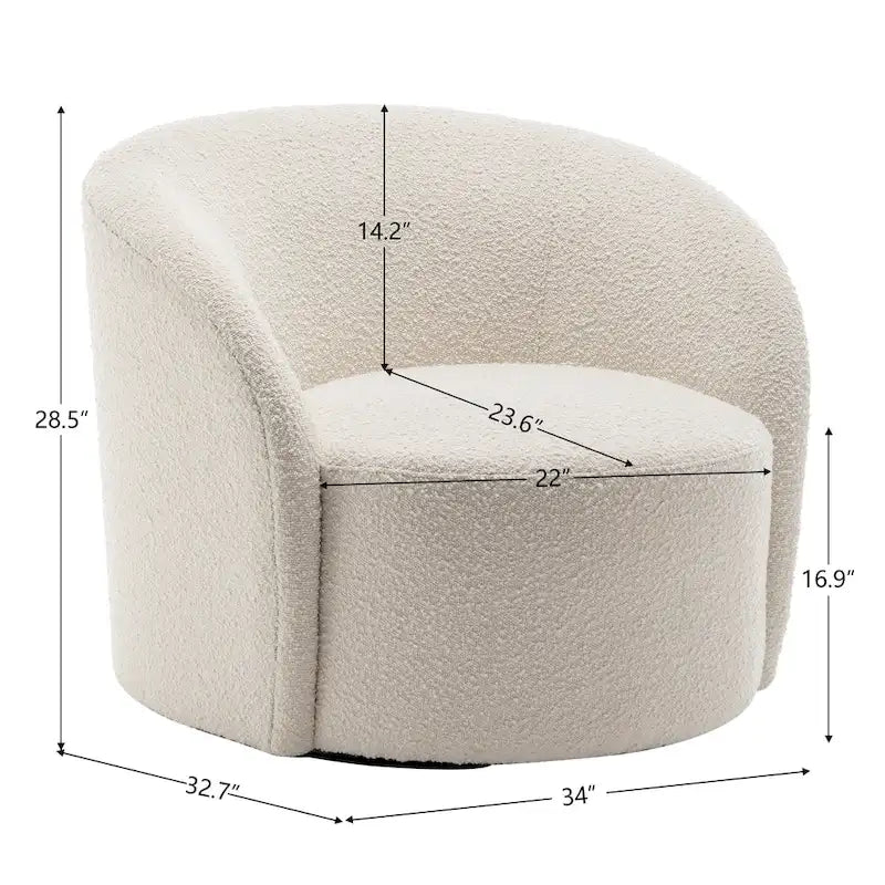 KINWELL Fauteuil d'appoint pivotant rembourré en forme de tonneau, de 86 cm de large (Lot de 2)