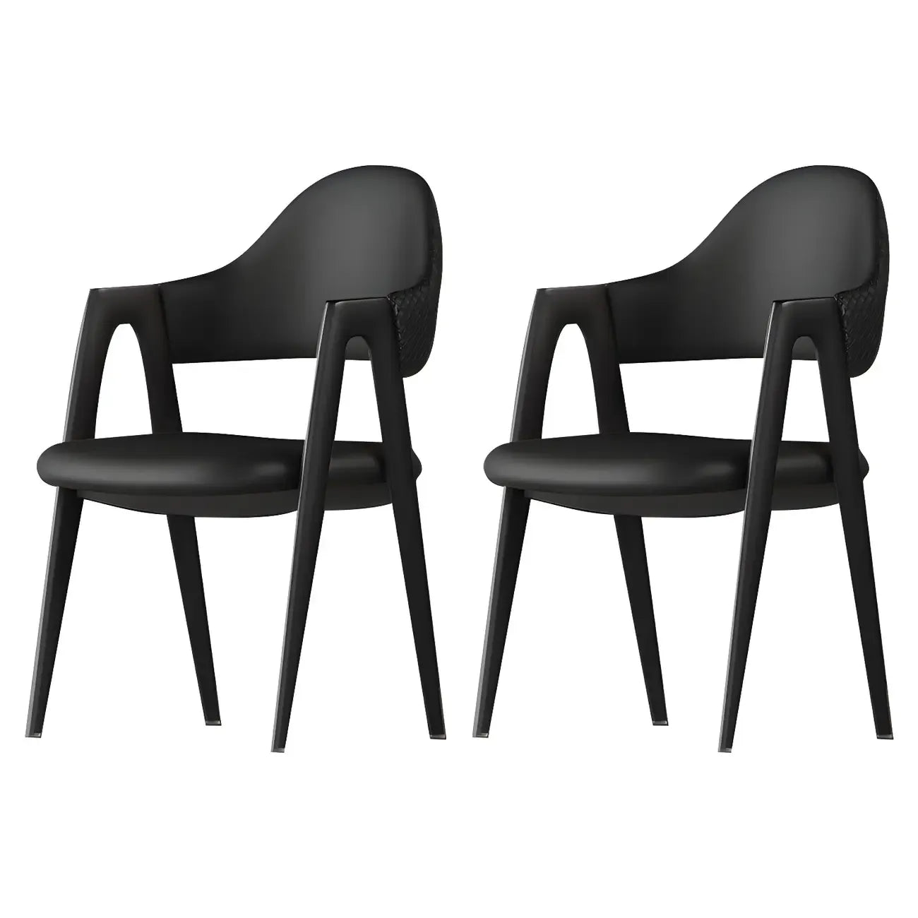 Chaise de salle à manger en cuir moderne avec dossier incurvé et ouvert