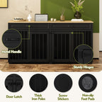 Meuble Niche Double pour Chiens en Bois avec 2 Tiroirs et Séparateur