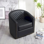 Fauteuil pivotant rond en similicuir capitonné KINWELL, 73,6 cm de large
