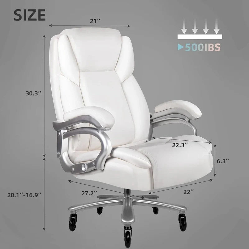 Chaise de bureau Bossin Big and Tall pour cadres, 227 kg, soutien lombaire réglable, chaise ergonomique avec dossier haut en cuir PU