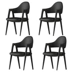 Chaise de salle à manger en cuir moderne avec dossier incurvé et ouvert