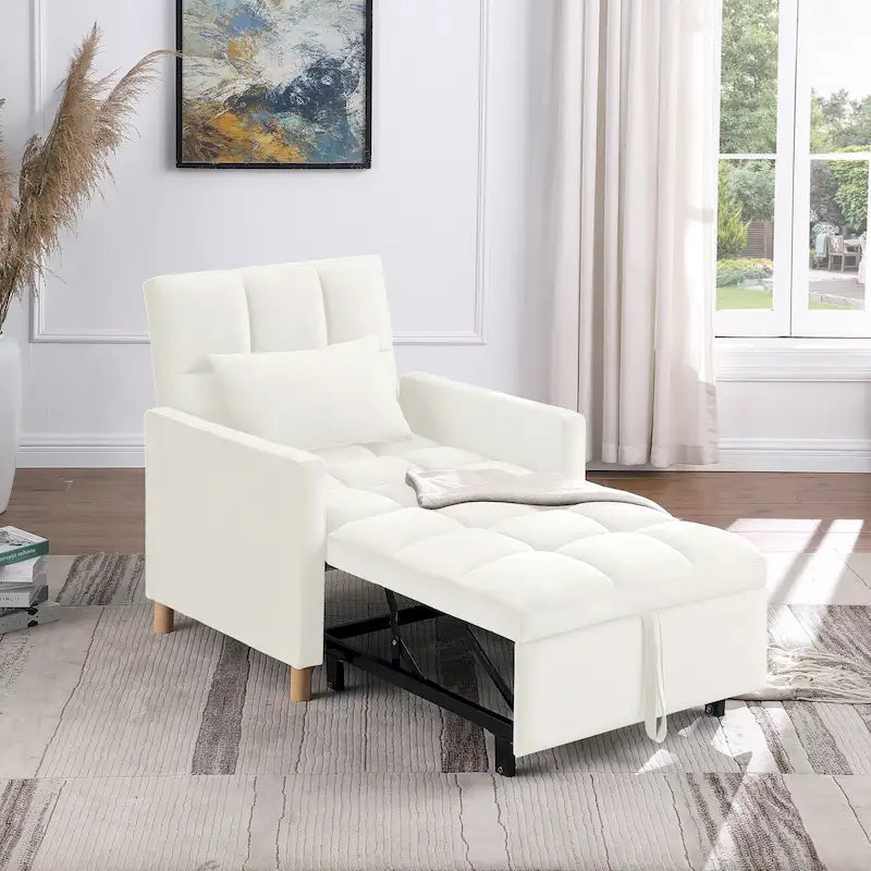 Chaise longue convertible 3-en-1 en lit, noir