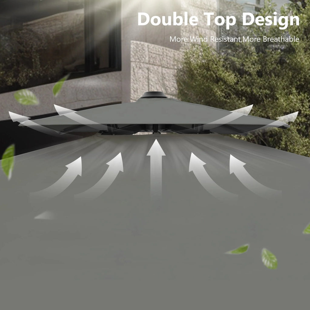 MAISON ARTS Parasol déporté hydraulique automatique 3,6 m Mât en aluminium Rotation à 360 degrés
