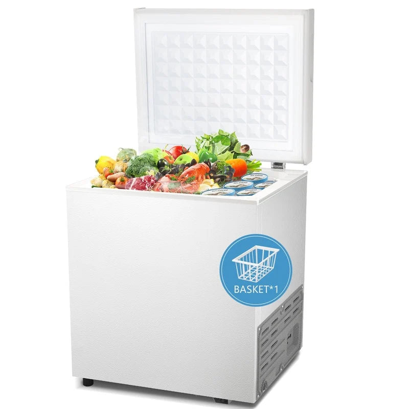 Congélateur coffre de 51 litres avec panier amovible, drain de fond, thermostat à 7 niveaux, design autonome pour la maison et l'appartement