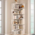 Étagère d'angle en bois manufacturé avec 6 tablettes