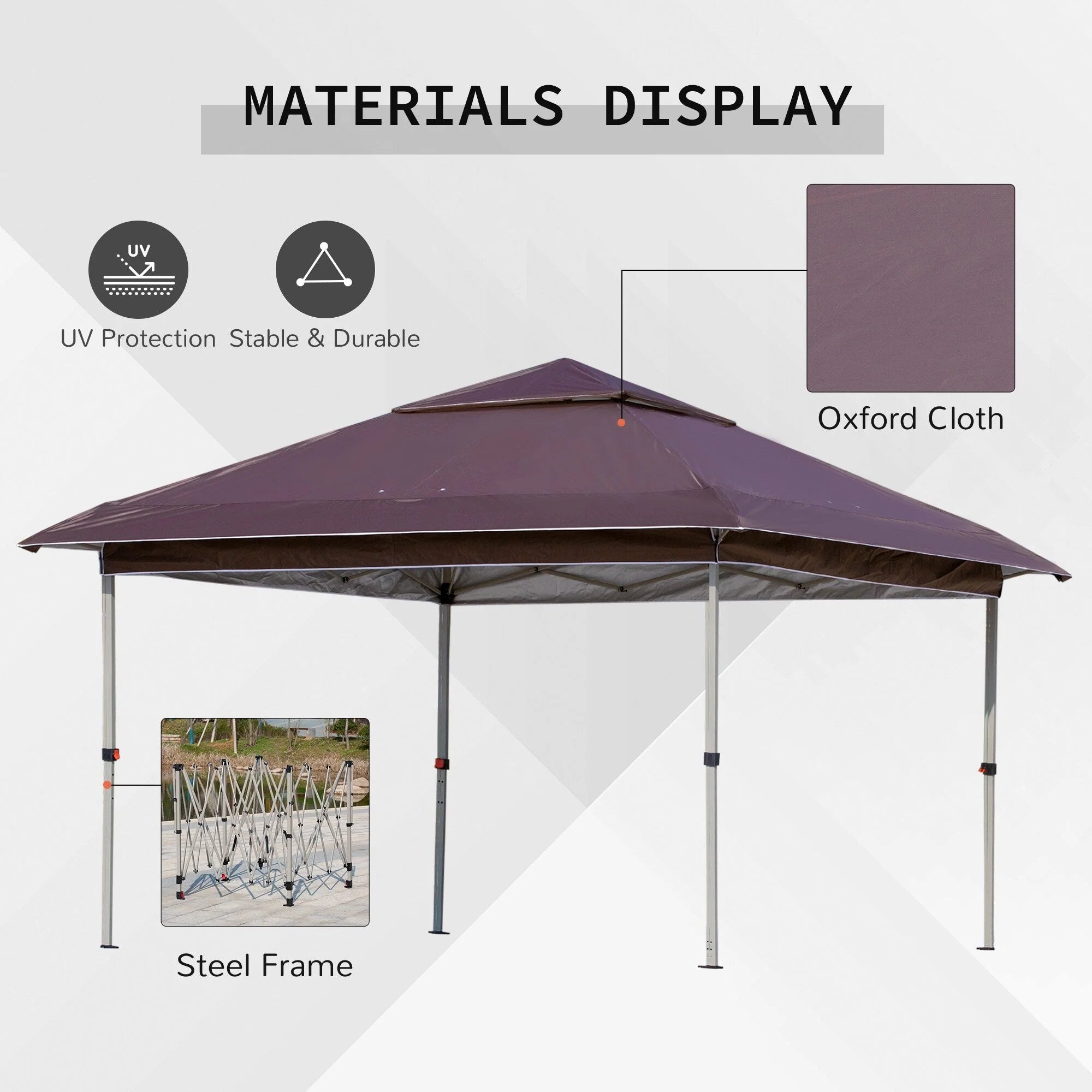 Outsunny Tonnelle Pop Up 3,6 x 3,6 m, Tente Pliante Instantanée avec Murs Latéraux en Maille Filet, Hauteur Réglable sur 3 Niveaux