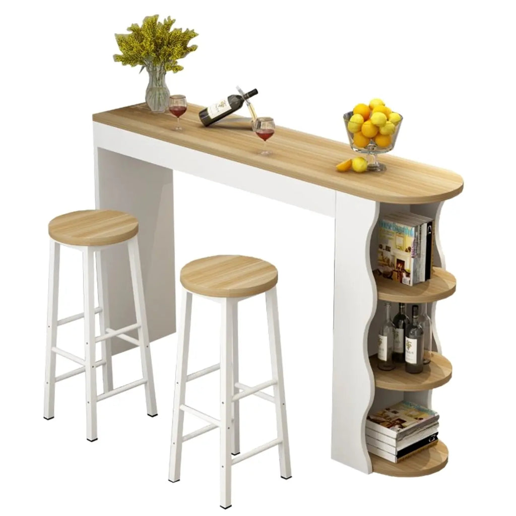 Tables de bar étagères asymétriques en bois noir et blanc modernes