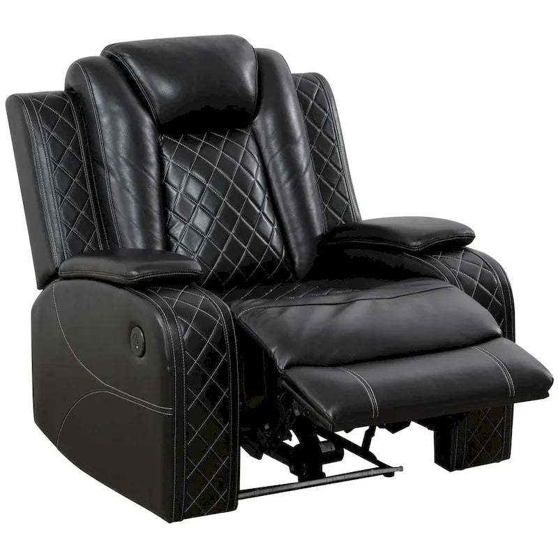 Ensemble canapé inclinable 3 places moderne en cuir avec LED et recharge sans fil
