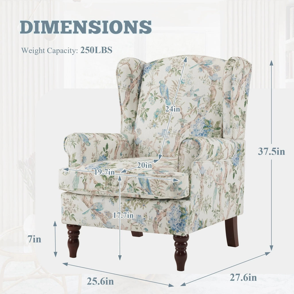 Fauteuil d'appoint moderne Erommy, fauteuil à dossier haut, canapé individuel en tissu capitonné avec pieds en bois pour salon