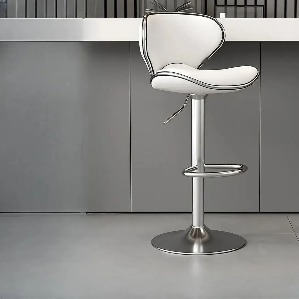 Tabouret de bar réglable pivotant en cuir rembourré