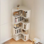 Étagère d'angle en bois manufacturé avec 6 tablettes