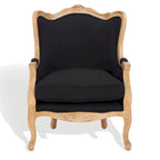 Fauteuil à oreilles Kali en chêne et lin naturel SAFAVIEH Couture - 34Lx34Px40H