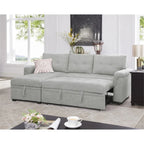 Canapé d'angle réversible convertible avec lit gigogne, méridienne avec rangement dissimulé et pieds durables