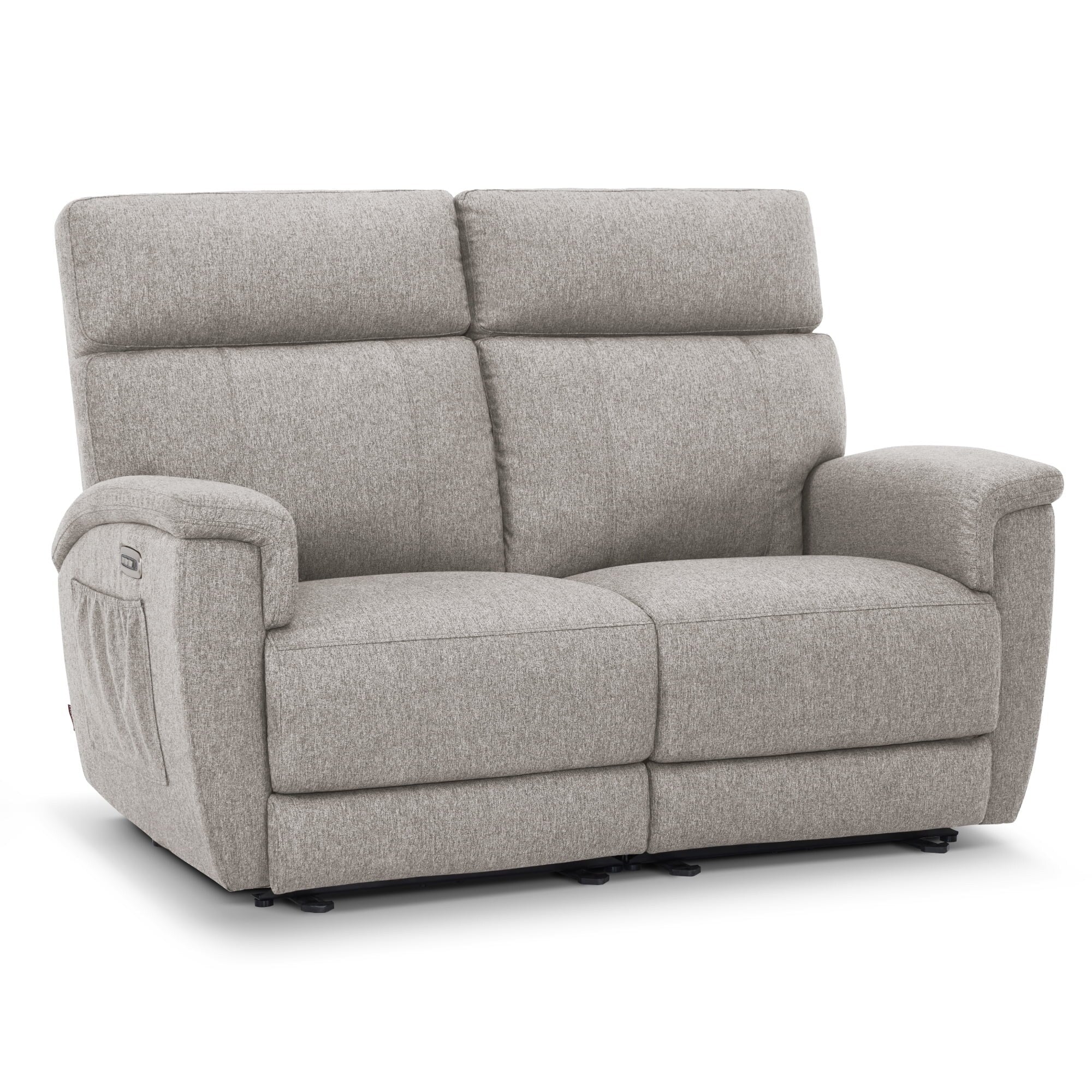 Canapé inclinable électrique biplace MCombo 60.2 avec massage et double chauffage, appuie-tête réglable, ports USB et USB-C, en tissu