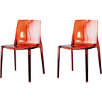 Chaise de salle à manger en acrylique ambré sans accoudoirs à dossier bas
