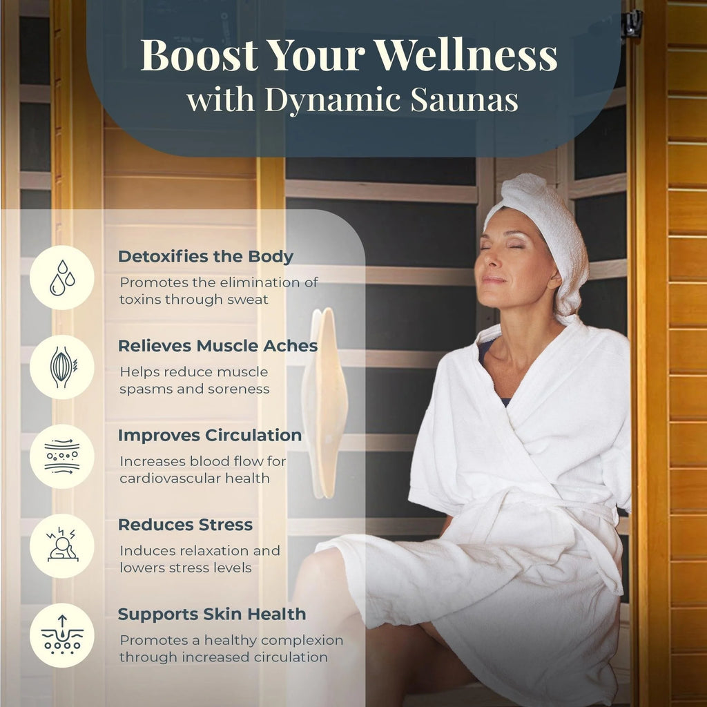 Sauna infrarouge lointain à faible champ électromagnétique Dynamic Saunas Andora 2 personnes, bois de pruche du Canada