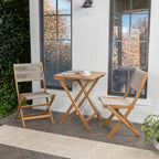 Ensemble de bistro d'extérieur pliant 3 pièces Cadiz Modern Coastal en bois d'acacia, par JONATHAN Y