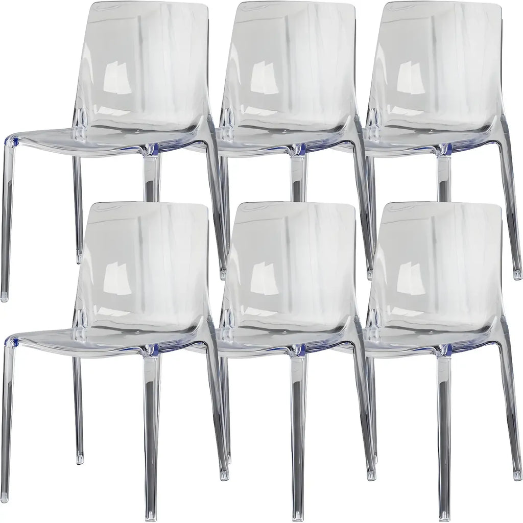 Chaise de salle à manger en acrylique ambré sans accoudoirs à dossier bas