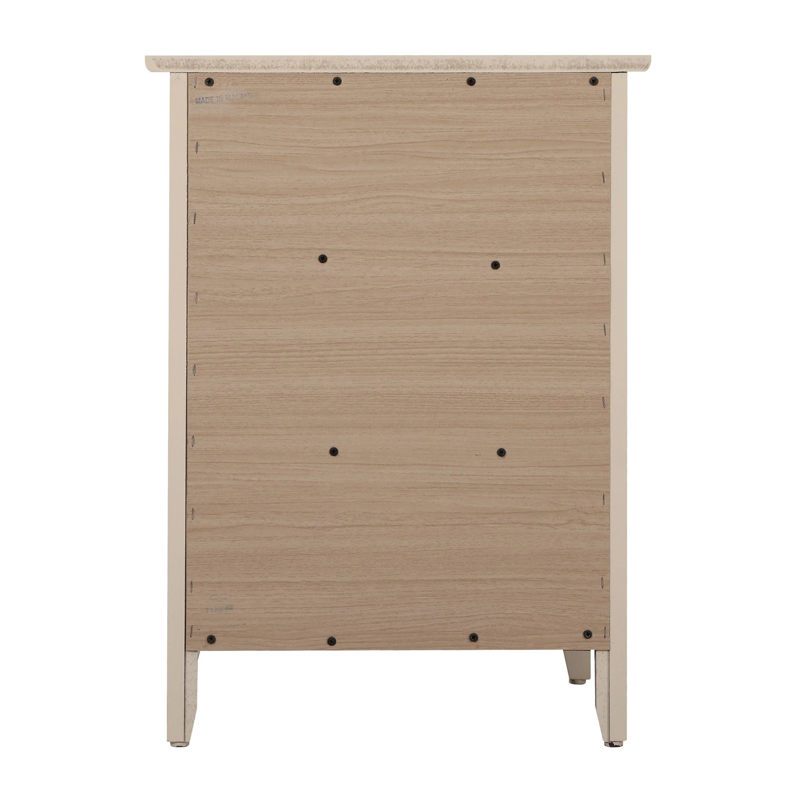 Table de chevet transitionnelle en bois à 3 tiroirs Daniel
