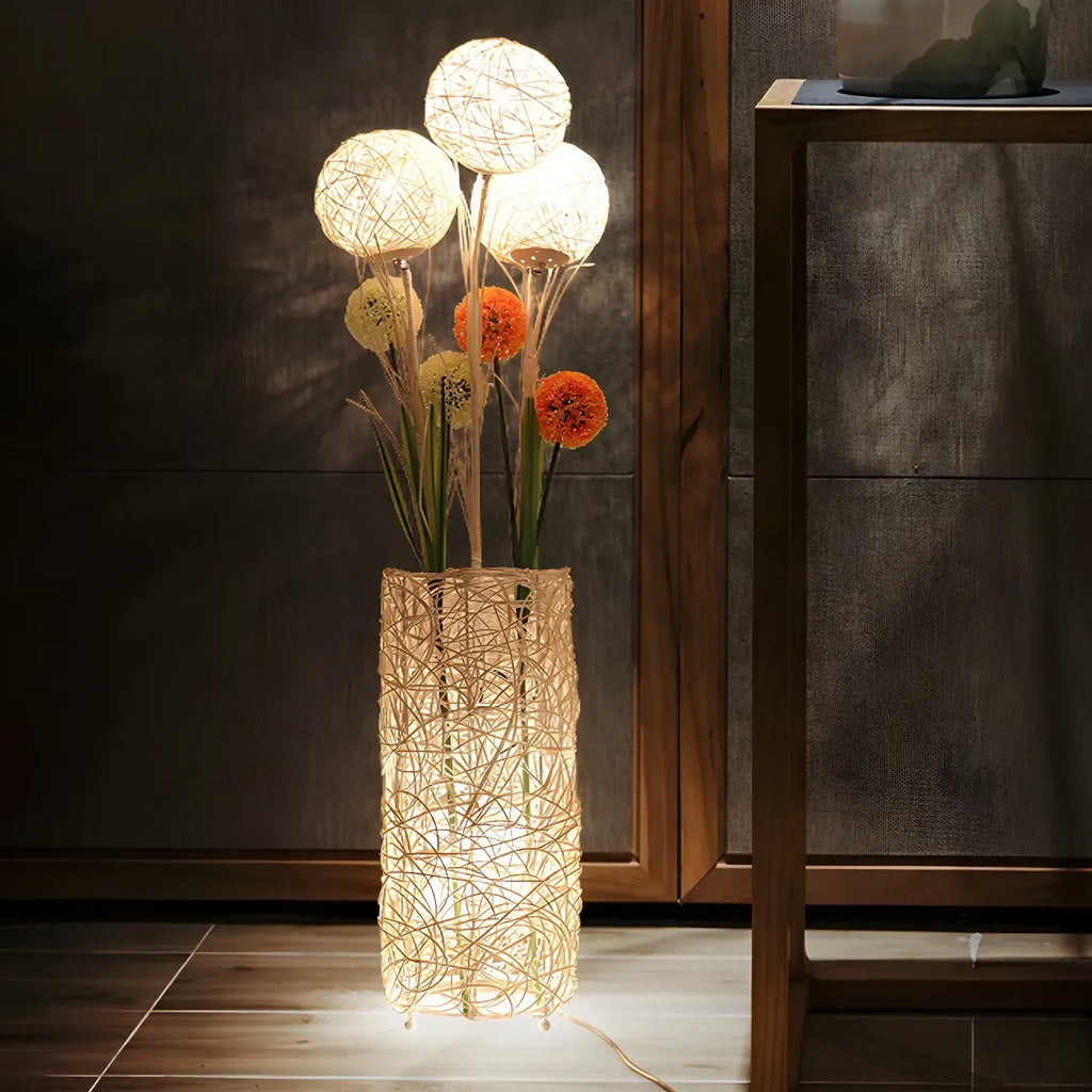 Lampadaire tressé LED à brancher pour salon