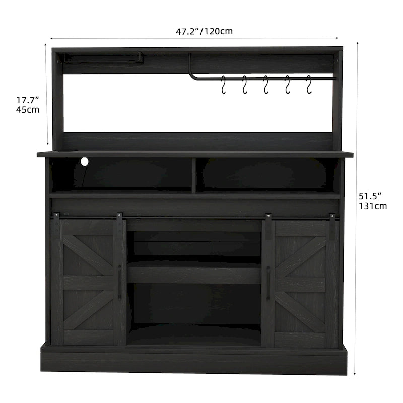 Moasis - Meuble de Bar à Café Style Ferme - 38,4 P x 119,9 L x 130,8 H cm