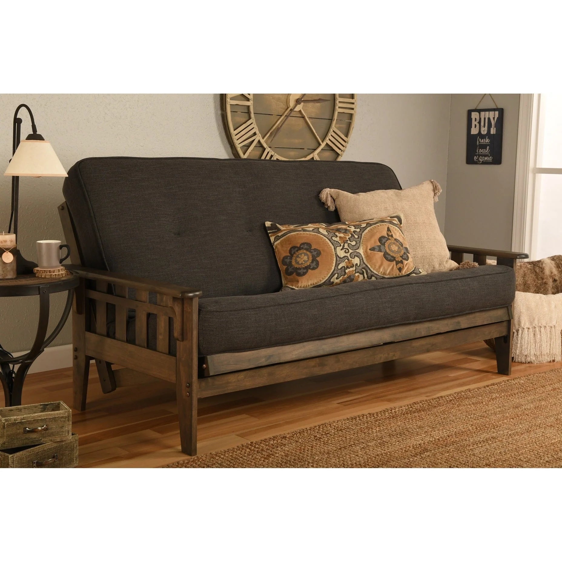 Ensemble de futon Somette Tucson pleine grandeur en noyer rustique avec matelas