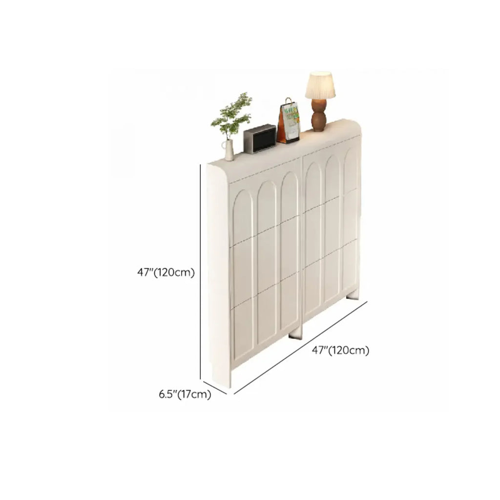 Meuble de rangement pour chaussures en bois blanc à 3 niveaux et à façade abattante Slim